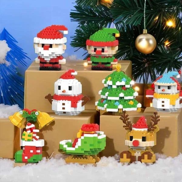 Santa Claus Figure Building Block Christmas Doll Ornament DIY Assembly Toy Christmas Gift Micro Building Block Desk Decoration W250115