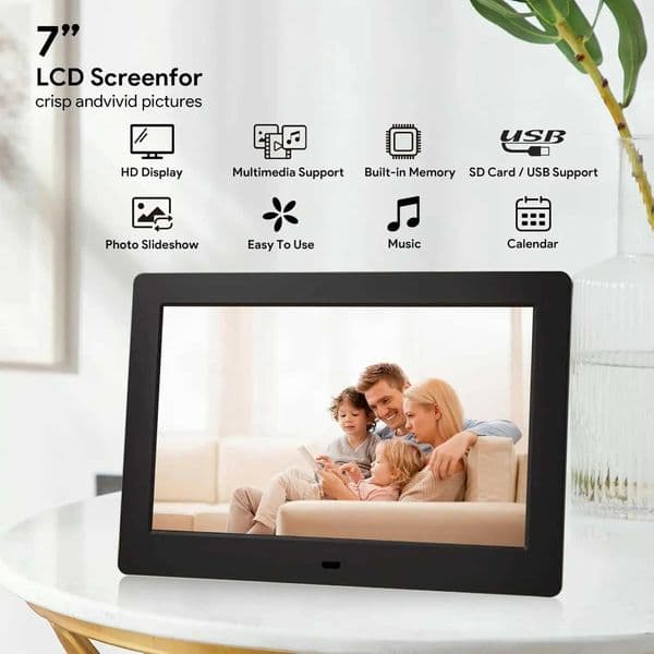 7-inch digital photo frame with remote control using USB or SD to play photos/videos/music as a gift for mom M250120