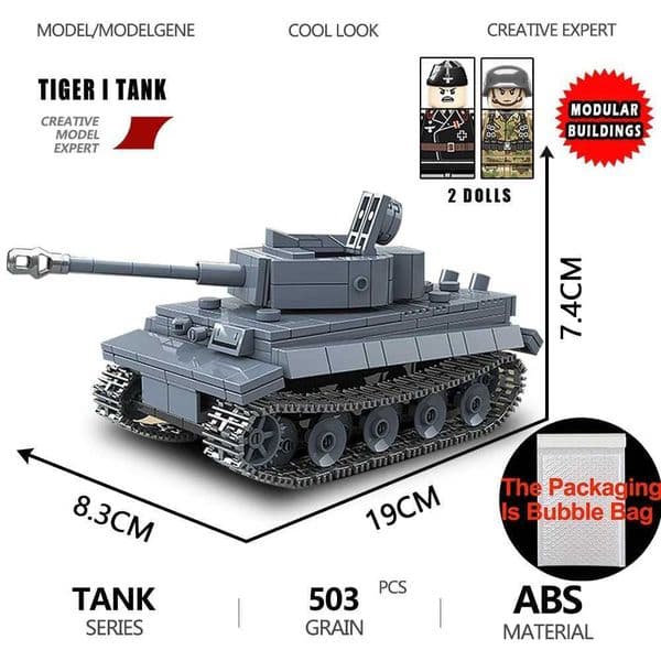 Military Series Panzer Tiger I Heavy Tank Building Blocks DIY World War II Vehicle Model Bricks Toys For Kids Boys Gifts Set W250115