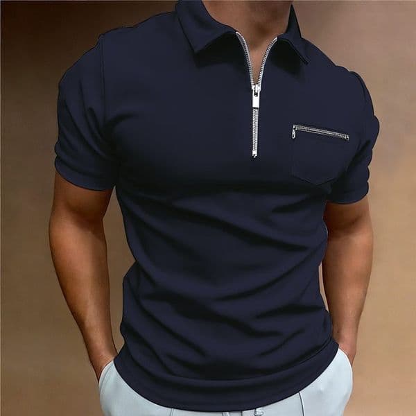 Europe and the United States cross-border ins 2025s summer quick men's button pocket Henry collar sports polo shirt