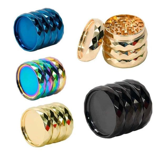 Wavy Tobacco Grinder Zinc Alloy Pepper Pot Crusher 4 Layer Diamond 43mm 56mm Diameter Herb Crusher W250121