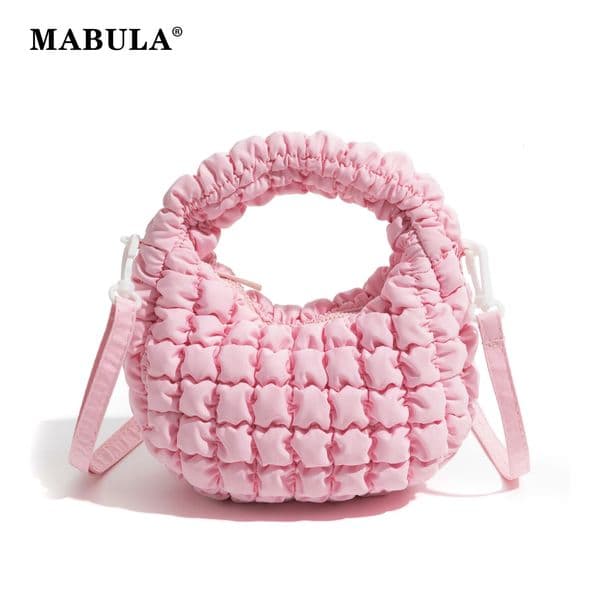 MABULA Korean Fashion Crossbody Bag Puff Shoulder Bag for Women Cloud Bag Tote Bag Cotton-padded Round Underarm Handbag 250113