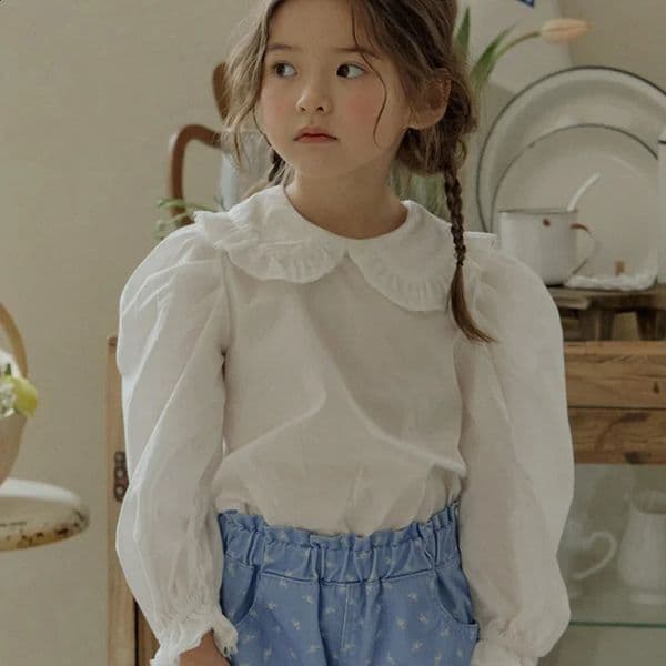 Children Clothes Autumn Spring Letter Cotton Sweatshirt Solid Color Lapel Long Sleeve T-Shirt Girls Blouses Kids Baby Tops 250120