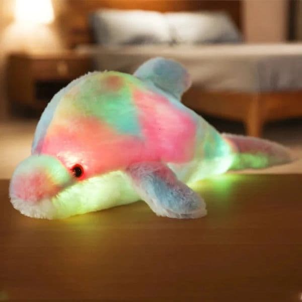 30CM Creative Toy Luminous Pillow Soft Stuffed Plush Glowing Colorful Dolphin Cushion Led Light Gift For Kids Children Girls 250115