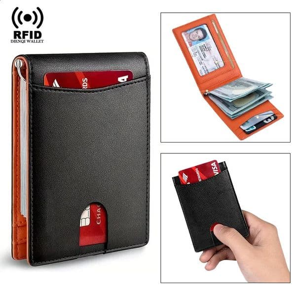 Metal Money Clip Wallet RFID Blocking Slim Card Holder Bag Credit Cardholder Carbon Fiber Bifold Smart for Men 250114