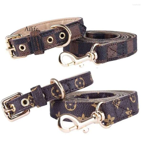 Dog Collars Designer Leashes Adjustable PU Leather Pet Fashion Letters Print Old Wers For Cat Necklace Durable Neck Decoration Accessory 8Fd 0123 DHL W260225