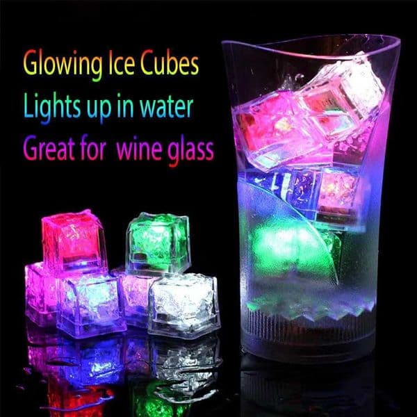 12PCS LED Ice Cube Shape Lights-Liquid Activated Submersible Reusable Color Change Battery Operated for Weddings Christmas Party T250122