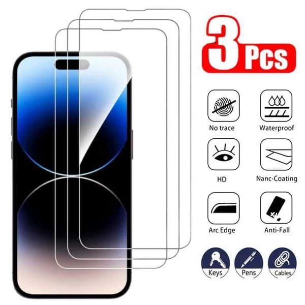 3PCS Tempered Glass For iPhone 15 Pro Max 14 13 12 Anti Scratch Screen Protector For iPhone 14ProMax 13Pro 12Mini Clear Glass M250120