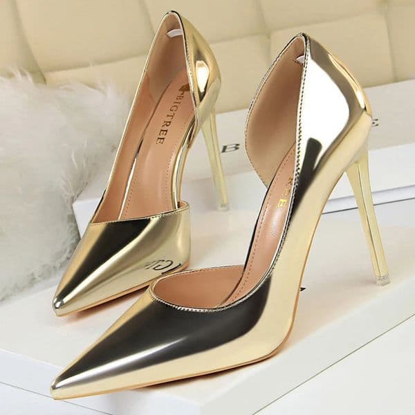 Women 105cm High Heels Pumps Lady Stripper Stiletto Metallic Leather Scarpins Wedding Heels Catwalk Party Silver Gold Shoes 250120 K260319