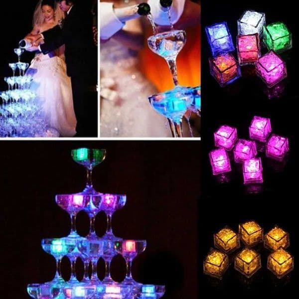 6Pcs LED Light Up Ice Cubes Color Waterproof Luminous LED Ice Cubes Glowing For Party Wedding Home Decoration Kids Bathing Toys T250122