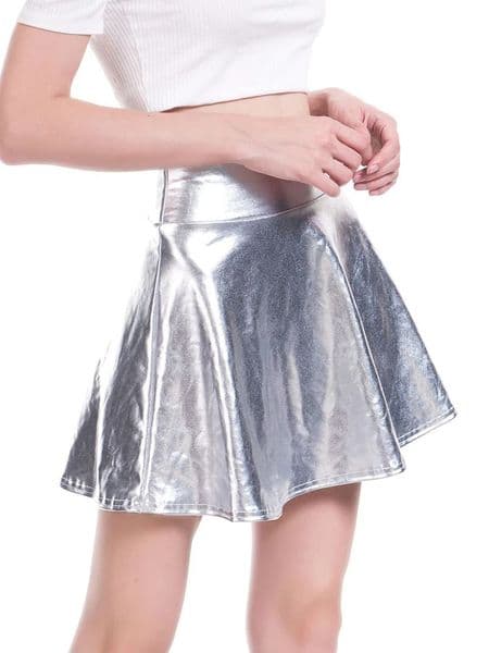 CUHAKCI Skater Pleated Skirt High Waist Women Party Casual Mini Gold Female Silver Black Clubwear Dance 250122