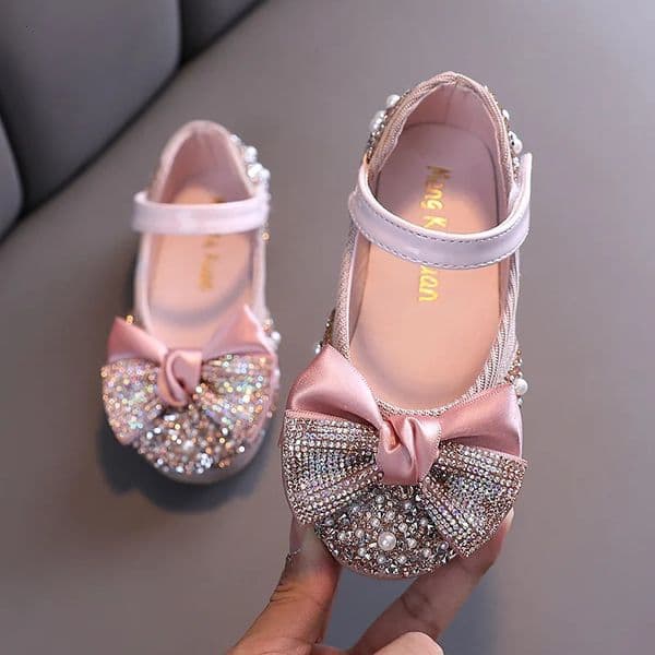Children Leather Shoes Rhinestone Bow Princess Girls Party Dance Shoes Baby Student Flats Kids Performance Shoes D785 250117