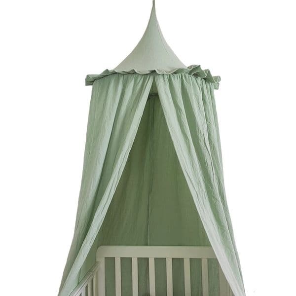Kids Bed Canopy with Frills Cotton Cover Net for Baby Crib Reading Nook Curtain Hideaway Hanging Round Tent Nursery Room Decor 250120
