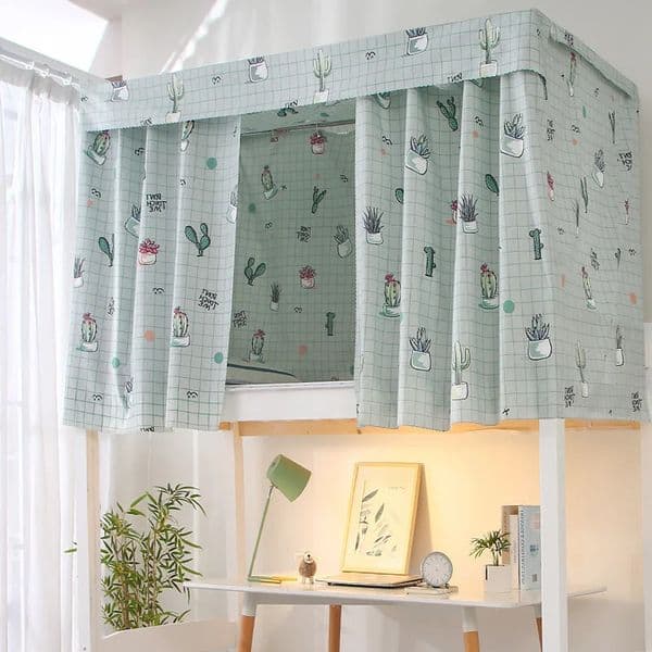 Printed Student Dormitory Bed Curtain With Rope Clasp College Single Bed Shade Cloth Mosquito Nets For 4/4.5 Inch Bunk Bed 250115BJ