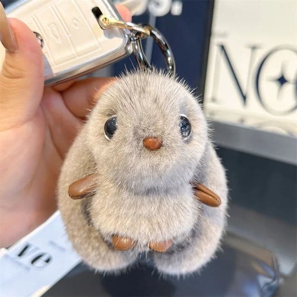 Cute Fluffy Rabbit Keychain Ring Plush Pompom Bunny Bag Pendant For Couple Car Key Jewelry Gifts 250115