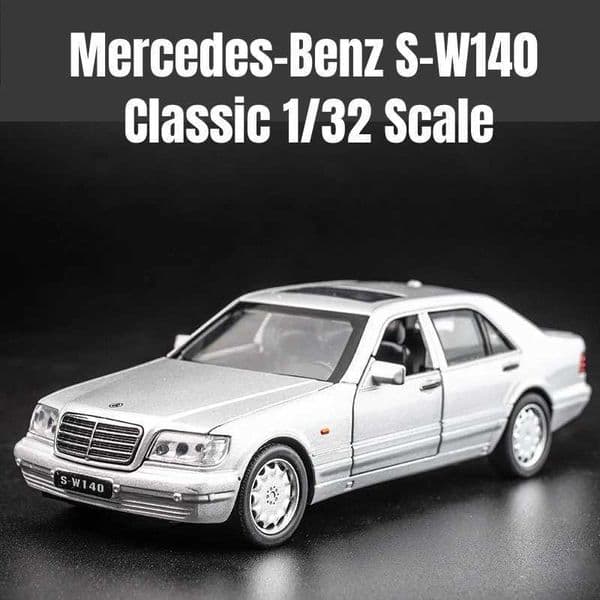 1/32 Mercedes Benz W140 Classic Toy Car Model Die Cast Alloy Miniature Sound and Light Pull Back 1 32 Childrens Series Gift X250125