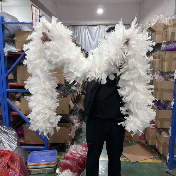 White Boa 2Yards Fluffy Turkey Feather Shawl/Scarf 200G Plumas For Wedding Party Christmas Decoration