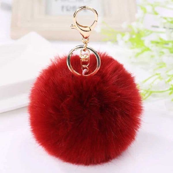 Women Car Key Pendant Faux Rabbit Fur Solid Color Keychain Girl Cute Plush Ball Bag Charm Ornament Soft KeyRing Fluffy Puff BallXJ250116
