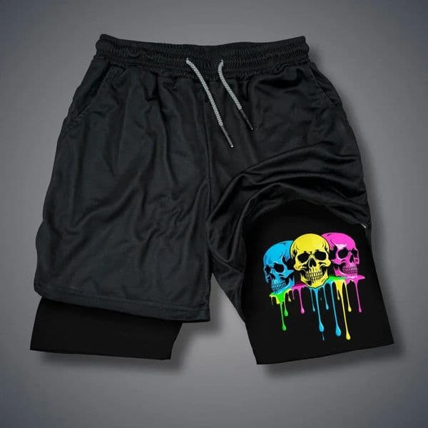 Summer Double Layer Shorts for Men Animal Duck Printed Shorts Casual Loose Short Pants Y2k Short Pant 2-in-1 Fitness Leggings 250117
