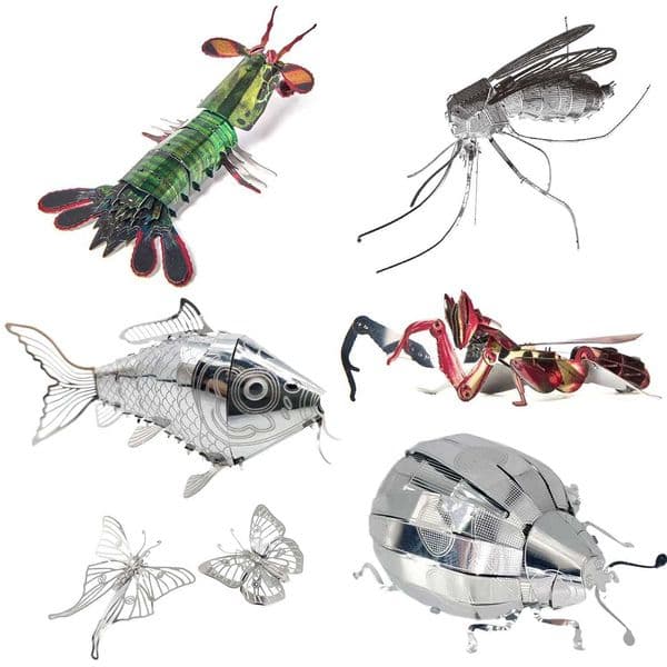 DIY Mini 3D Metal Puzzle Insect Mantis Shrimp Butterfly Ladybug Orchid Mantis Puzzle Model 14+ Collecting Toys Adult Puzzles W250117