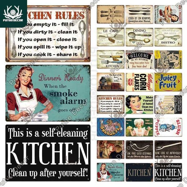 Putuo Decor Kitchen Retro Tin Sign Plaque Metal Vintage Iron Painting Wall Art Posters for House Home Dinning Room DecorationXJ250116