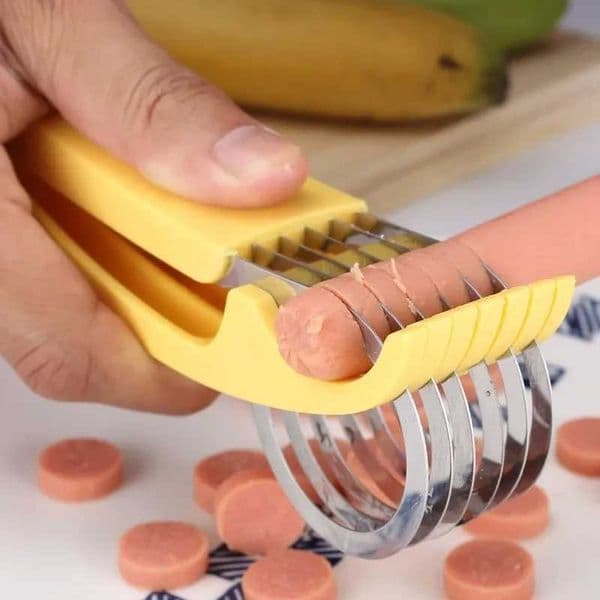 Kitchen manual banana slicer sausage chopper stainless steel cucumber salad chopper fruit and vegetable food processing machine cooking tools X250125