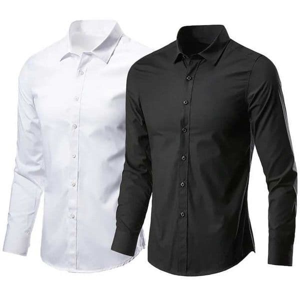Mens Spring Long Sleeve Shirts Business Office Dress Formal Social Shirt Non-iron Slim Black Male Clothing 2024 Plus Size 5XLXJ250121
