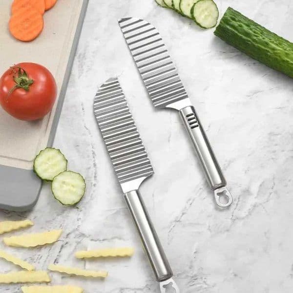 Stainless Steel Potato Chip Slicer Dough Vegetable Fruit Crinkle Wavy Slicer Knife Potato Cutter Chopper French Fry Maker Tools X250125