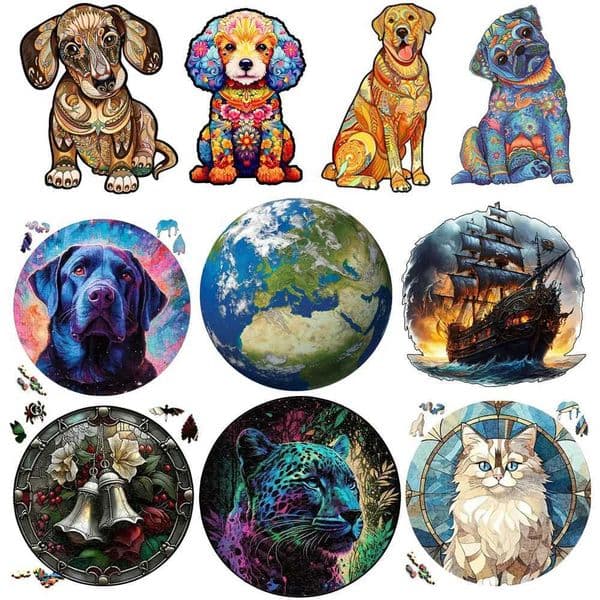 Unique Wooden Animal Jigsaw Puzzles for Adults Kids Birthday Gifts Dog Puzzle Family Games Toys Wooden Puzzles 2024 W250117