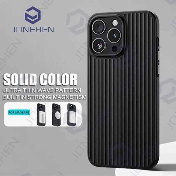 Slim Corrugated Solid Color Shockproof Case For iPhone 15 Plus 14 13 12 Pro Max For Magnetic Wireless Wave Hard PC Cover Z250122