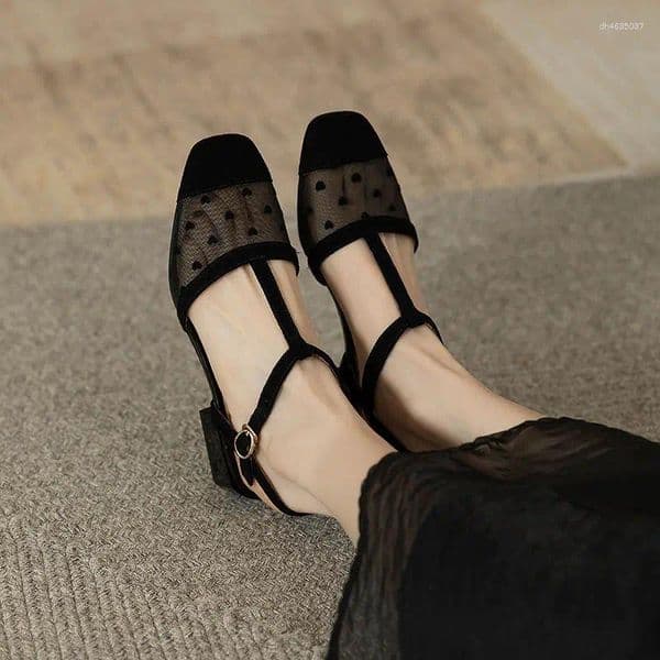 Sandals Women's Shoes Beige For Woman Black Buckles Summer 2025 Footwear With Medium Heels Daily Korea Shoe Sale Original Vip hurenlakeshoes