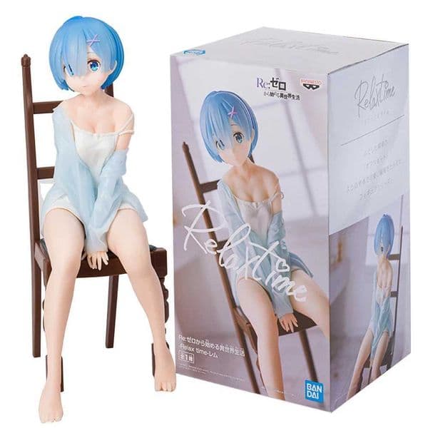20CM Anime Figure Re Zero kara Hajimeru Isekai Seikatsu Rem Ram Pajamas Sitting Chair Cute Model PVC Doll Toys Ornaments