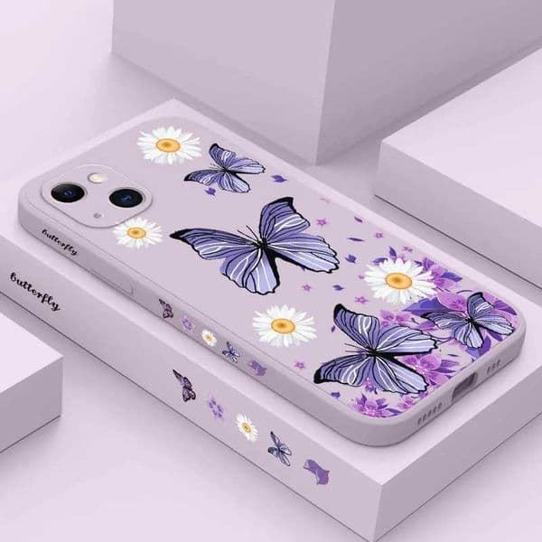 Purple Butterflies Phone Case For iPhone 16 15 14 13 12 11 Pro Max Mini X XR XS MAX Cover Z250122