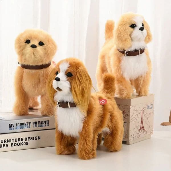 Electronic Plush Cat Robot Dog Toy Walking Barking Golden Retriever Music Sheepdog Robotic Animal Pet Kids Birthday Gifts 250109