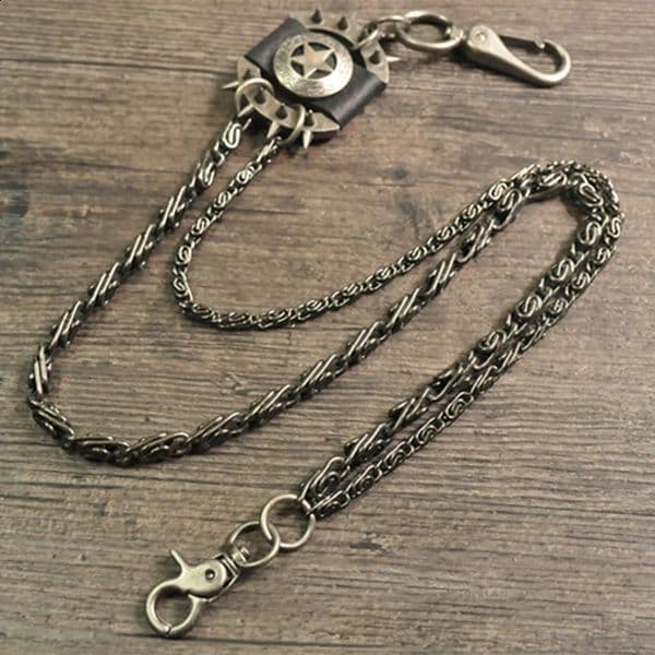 Men Trousers Pants Wallet Keychain Gray Black Skull Horns Bullet Shape Pendant Metal Link Waist Chain Punk Jean Heavy Chain 250117