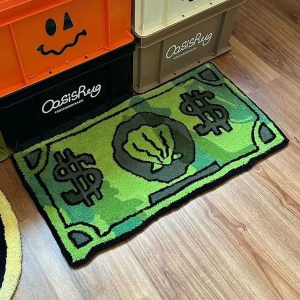 Cartoon Money Rugs Waterproof Floor Mat Fluff Carpet Non-slip DoorMat Halloween Decor Banknote Rug for Bathroom Hallway Balcony 250110