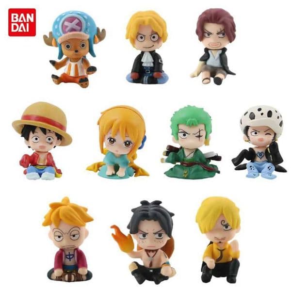 10pcs Set Anime One Piece Figure Toys Luffy Roronoa Zoro 4cm Q Version Action Figura Kawaii Doll Car Decoration PVC Model Gift