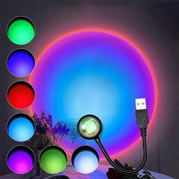 LED USB Sunset Mood Lamp RGB Projector Neon Night Light for Living Room Decor Bedroom Background Photography Wall Atmosphere X250128