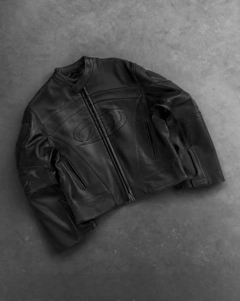 Y2k Vintage Reaven Anthem Leather Jacket Black Loose Geometry Pattern Embroidery Bomber Zip Up Jackets Coat Punk Men Clothing 250109
