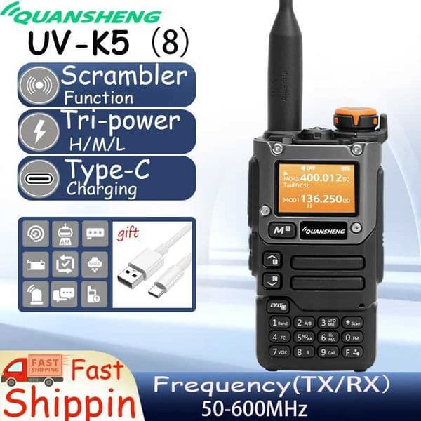 Quansheng UVK58 Walkie Talkie 50-600 MHz Full Band Type C Charger AM DTMF Scrambler NOAA FM UVK6 K5 Ham Two Way Radio X250129