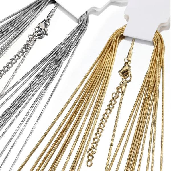 10pcs 5pcs Stainless Steel Snake Chain Necklace Chains for DIY Jewelry Making Findings Pendants Lobster Clasps Wholesale 250114