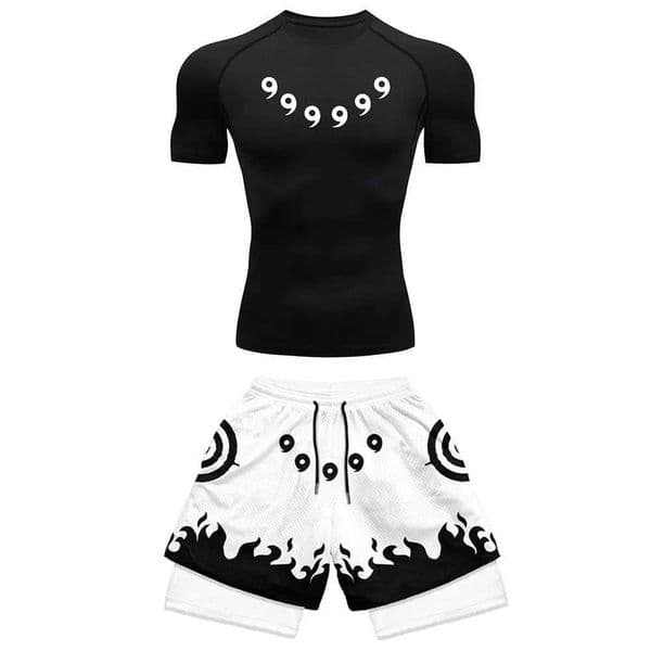 Anime compression set running exercise fitness set mens quick drying compression shirt+gym shorts 2PCS exercise summer sportswear X2501291