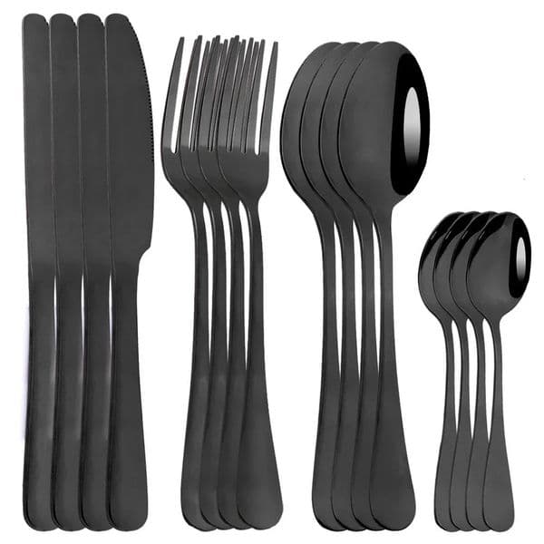 16pcs Cutlery Set Stainless Steel Dinnerware Steak Knife Fork Spoon Teaspoon Flatware Dishwasher Safe Kitchen Mirror Tableware 250118