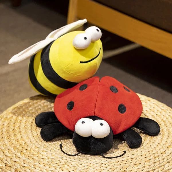 Lovely Cartoon Colorful Ladybug Plushies Doll Soft Stuffed Animals Bee Plush Toys Insect Pillow for Kids Birthday Gifts 250115BJ