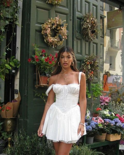 Elegant Women Summer Lace Floral Patchwork Corset Mini Dress Sleeveless Square Neck Tie-up Short Tank A-line Flowy Party Dress 250122