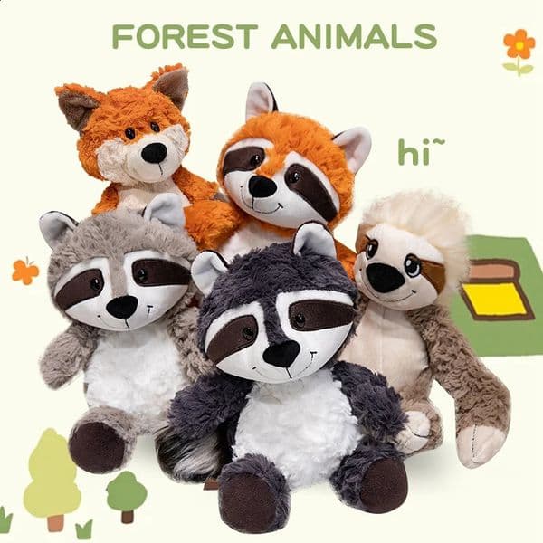 2535cm Gray Raccoon Plush Toy Lovely Sloth Fox Cute Soft Stuffed Animals Doll Pillow For Birthday Gift Valentines Day 250115BJ