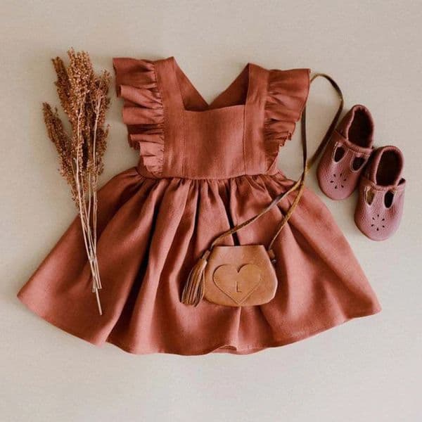Summer Toddler Girls 100% Cotton Ruffles Sleeve Dress For 04Y Linen Baby Kids Clothes Casual Fashion Princess Dresses 250117BJ