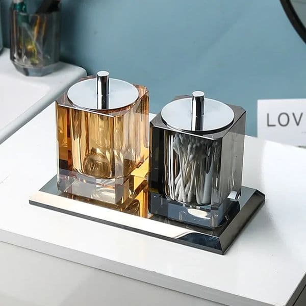 Creative Crystal Glass Toothpick Box Storage Jar Cotton Swab Box Modern Simple Desktop Storage Container Decoration Crafts Gifts 250115BJ