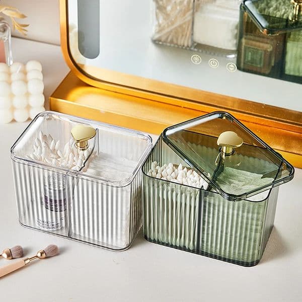 Transparent Cotton Swab Storage Box Desktop Dust-Proof Makeup Removal Cotton Lipstick Cosmetics Storage Organization 250115BJ