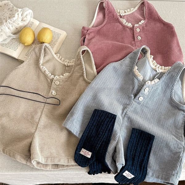 5264 Childrens Clothing Spring Girls Korean Corduroy Jumpsuit Pantsuit Casual Strap Pants 250117BJ